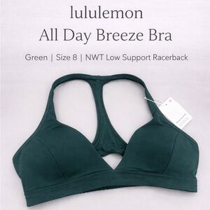 Lululemon All Day Breeze Bra Green Size 8 NWT Low Support Racerback